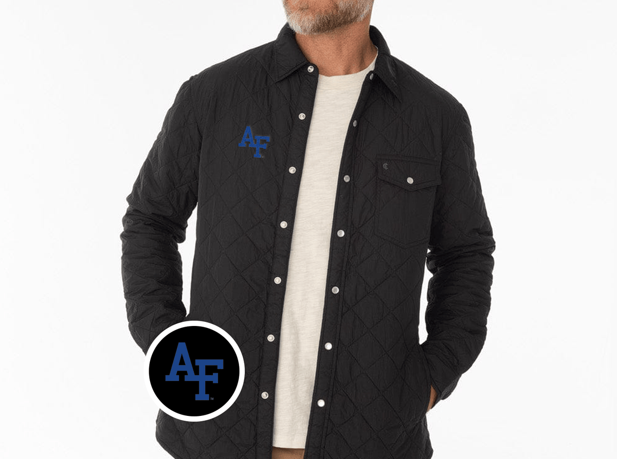 Criquet Air Force Quilted Shacket in Interlock, Black, view 2