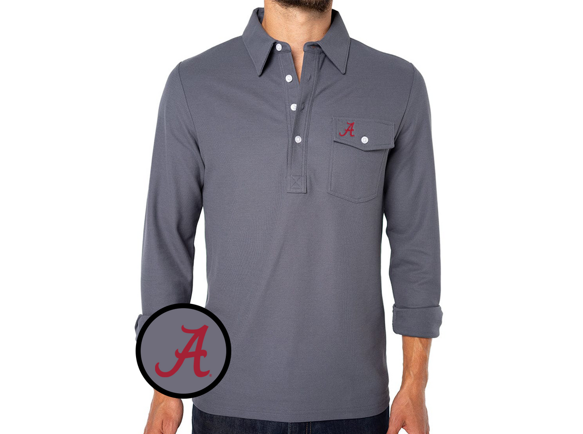 Alabama - Coach's Long Sleeve Players Shirt - A - Blue Steel