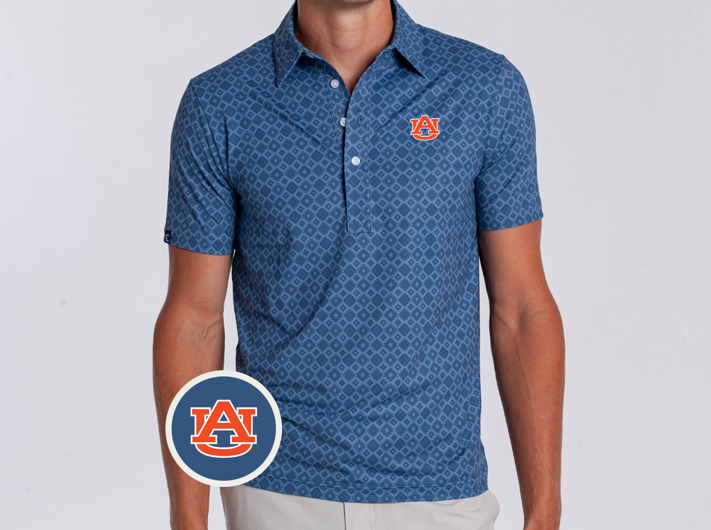 Auburn - Sport Range Polo - AU - Durango Print Blue