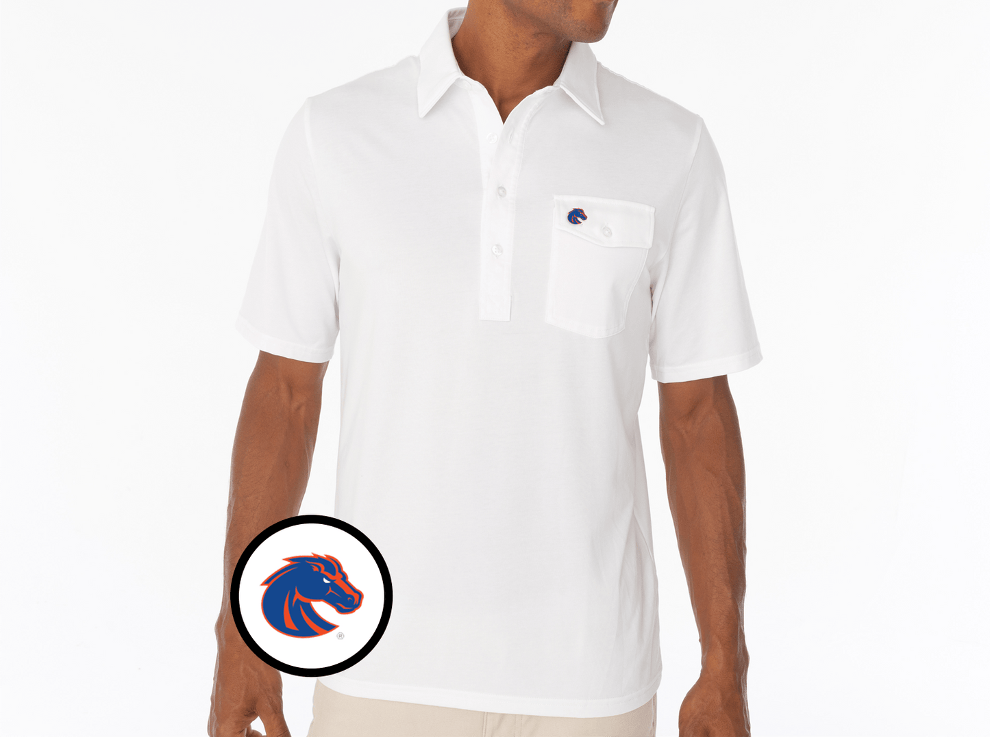 Criquet Boise State in Coach's Performance Players Shirt, Bronco, White, view 2