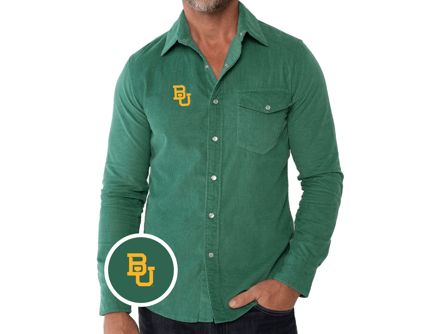 Criquet Baylor Corduroy Pearl Snap in BU, Deep Sea, view 1