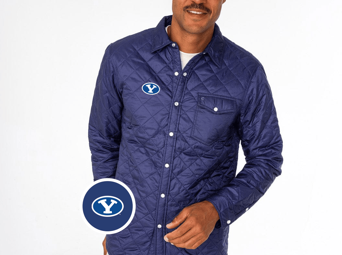 Criquet BYU Quilted Shacket in Oval, Navy, view 2