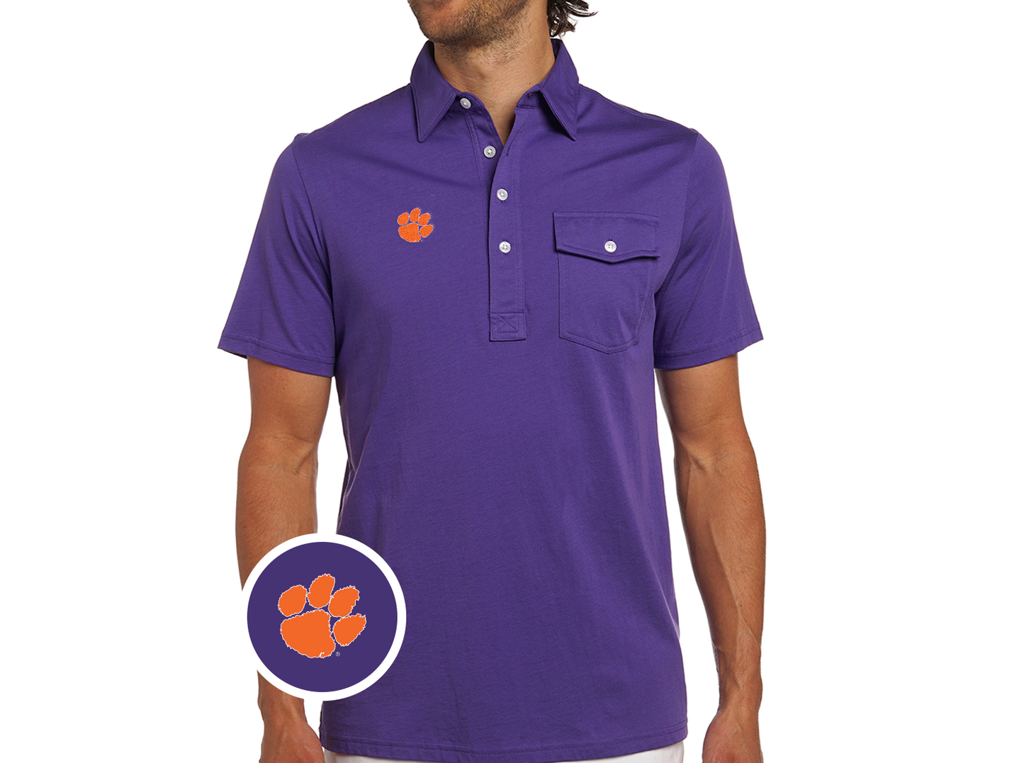 Criquet Clemson in Coaches Players Shirt, Paw, Purple, view 1