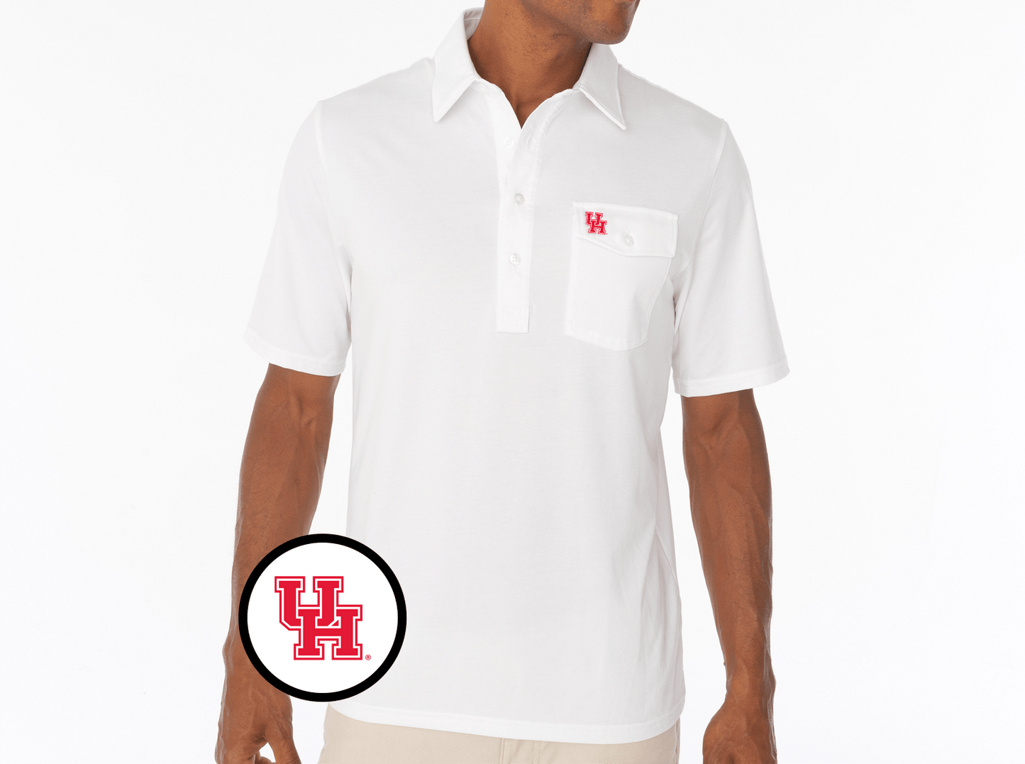 Criquet Houston Coaches Players Shirt in Interlock, White, view 2