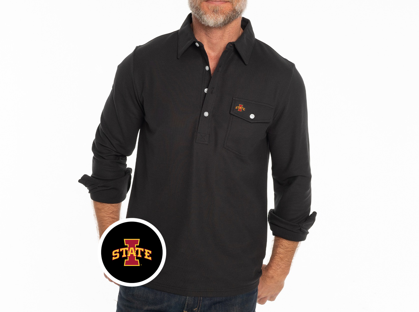 Iowa State - Coach's Long Sleeve Players Shirt - I State - Blackstone