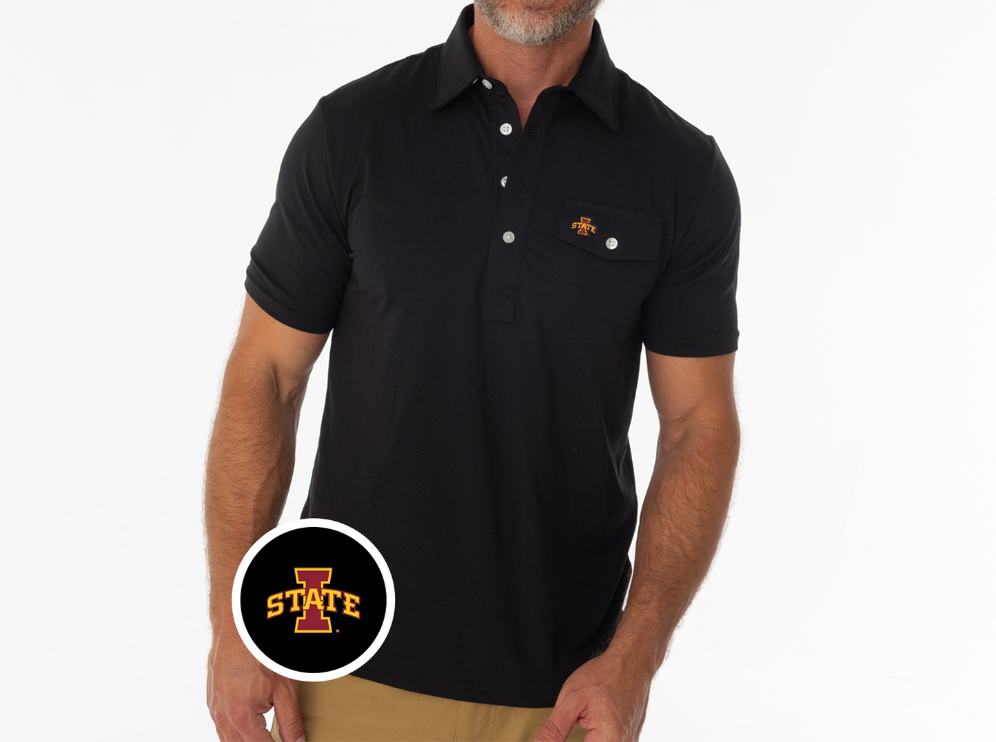 Criquet Iowa State Coach's Performance Players Shirt I State in Black, view 2