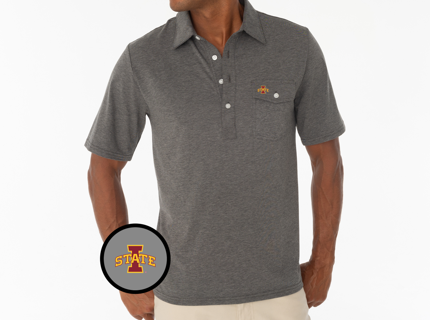 Criquet Iowa State Coach's Performance Players Shirt I State in Grey, view 2