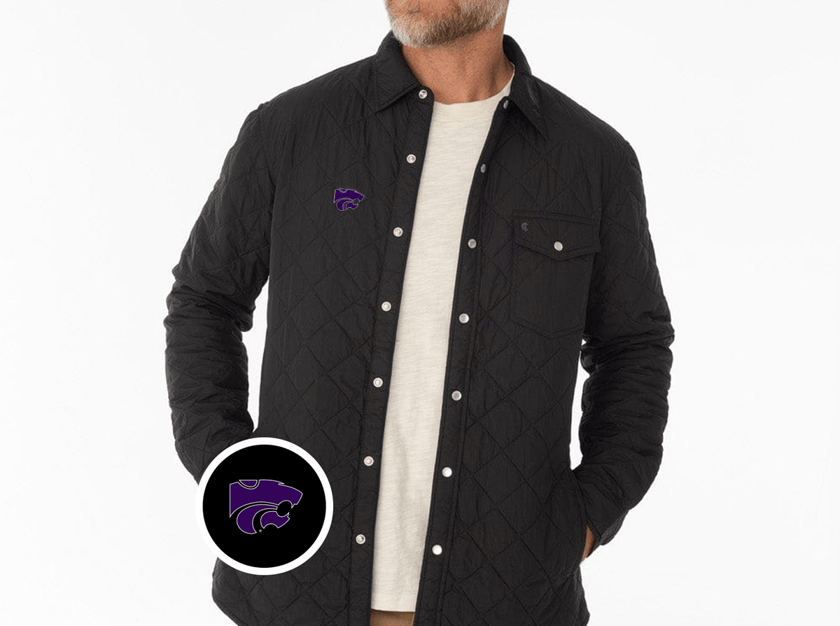 Criquet Kansas State Quilted Shacket in Wildcat, Black, view 2