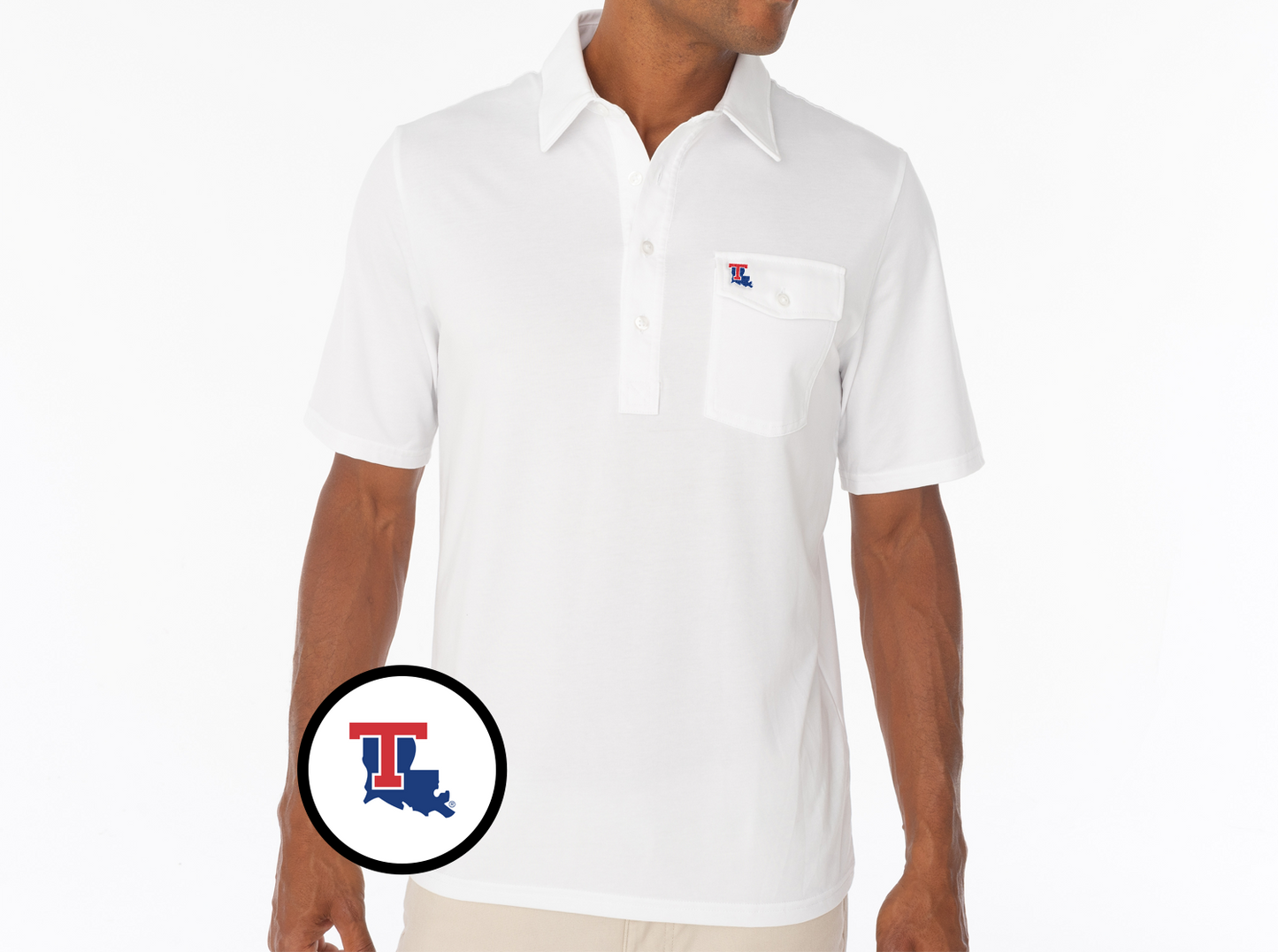 Criquet Louisiana Tech in Coaches Players Shirt, State & T, White, view 2