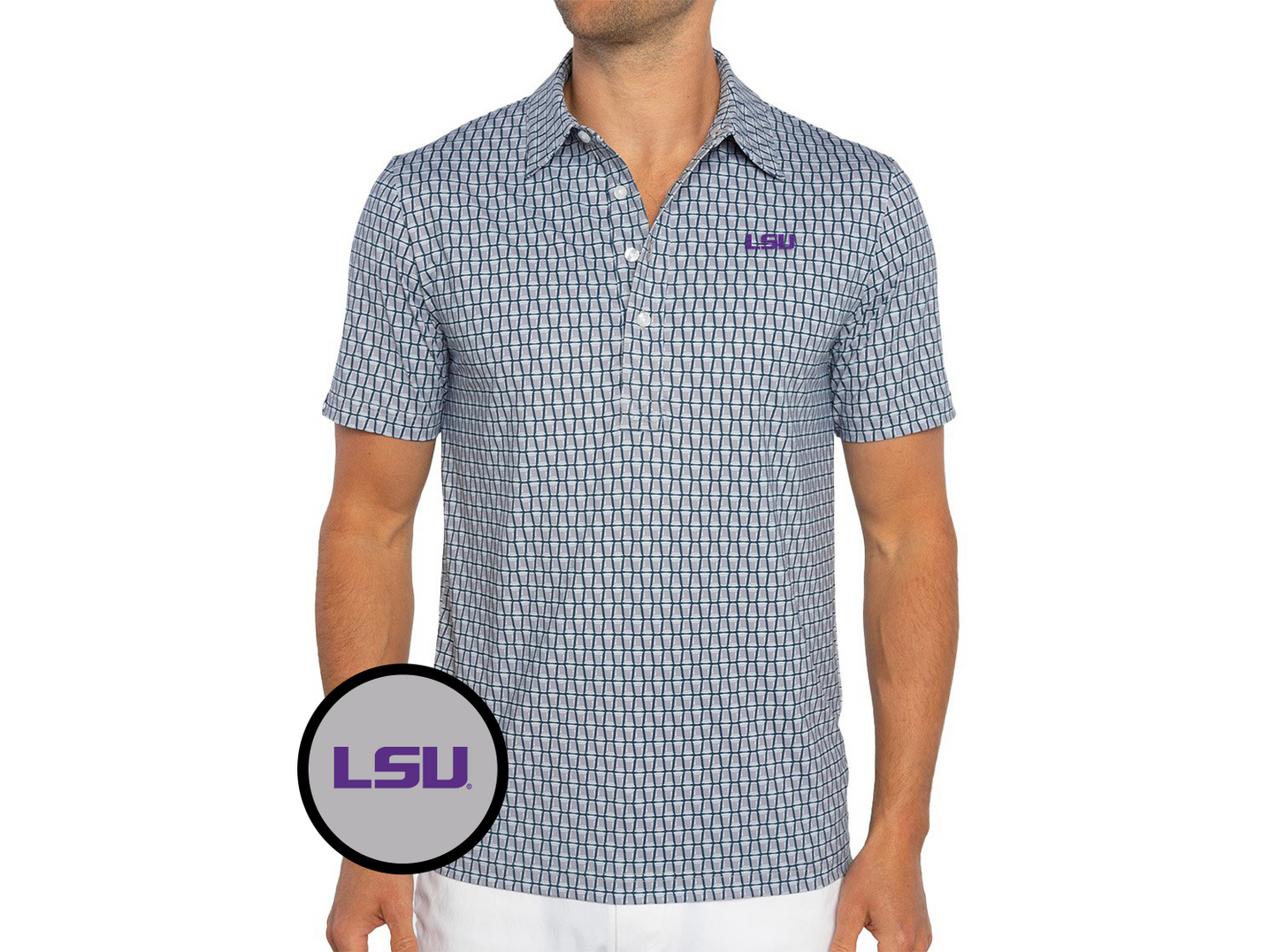 LSU - Sport Range Polo - LSU - Solo Print Grey