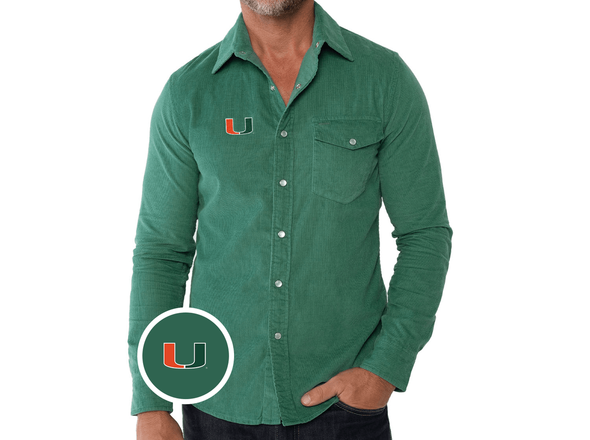 Criquet Miami Corduroy Pearl Snap in U Icon, Deep Sea, view 1