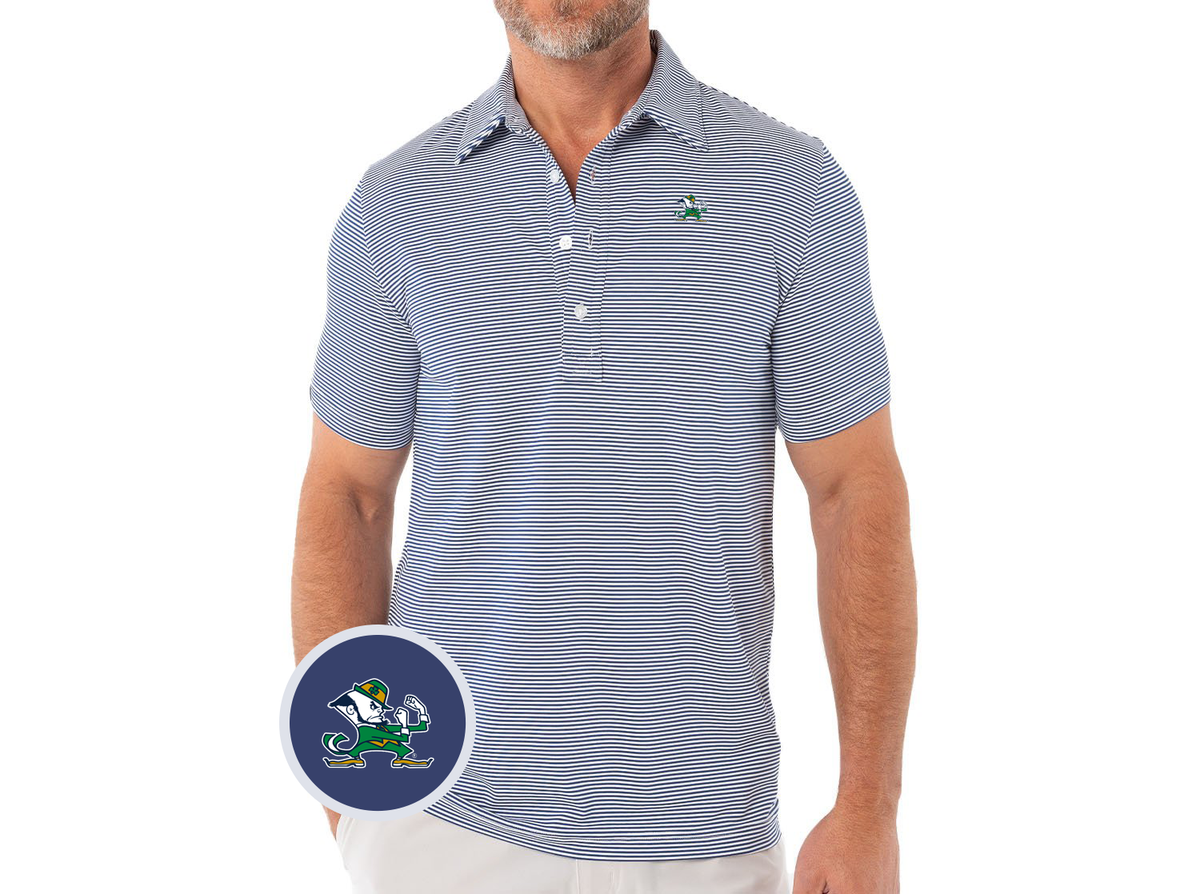 Criquet Notre Dame in Sport Range Polo, Leprechaun, Hobby Stripe Navy/White, view 1