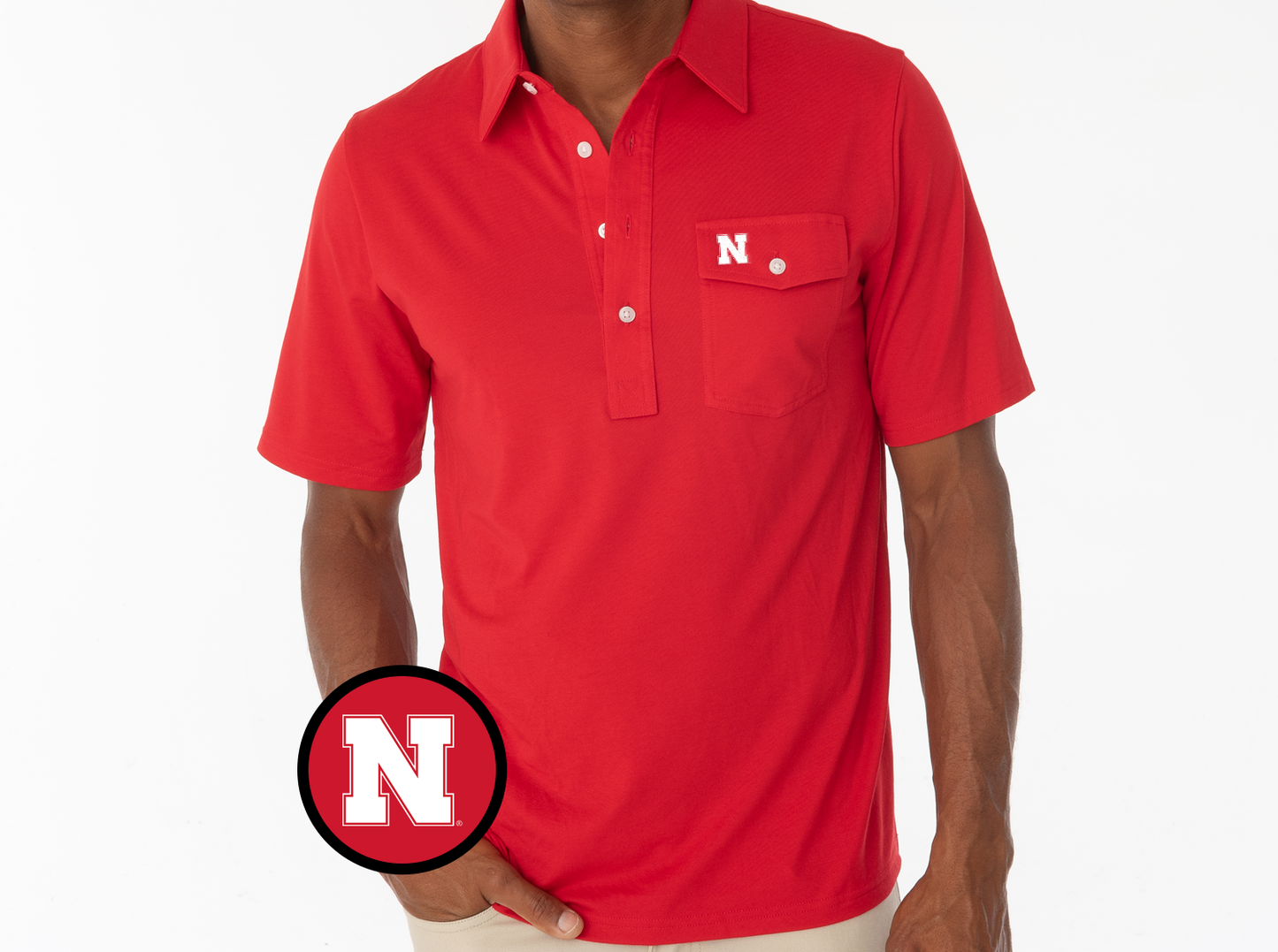 Criquet Nebraska Coach's Players Shirt in N, Red, view 1