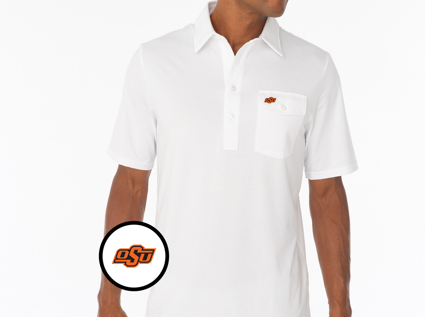 Criquet Oklahoma State in Coaches Players Shirt, OSU, White, view 2