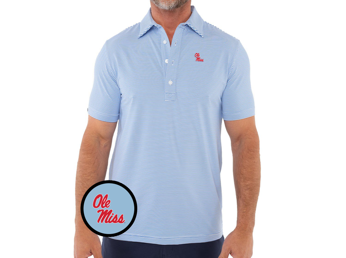 Criquet Ole Miss in Sport Range Polo, Hobby Stripe Blue/White, view 1