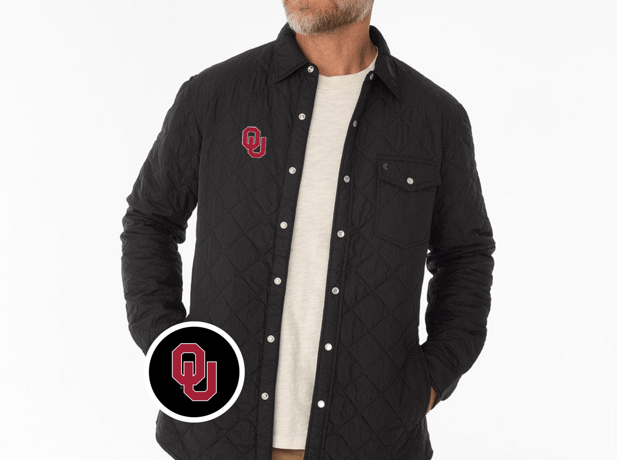 Criquet Oklahoma Quilted Shacket in OU, Black, view 2