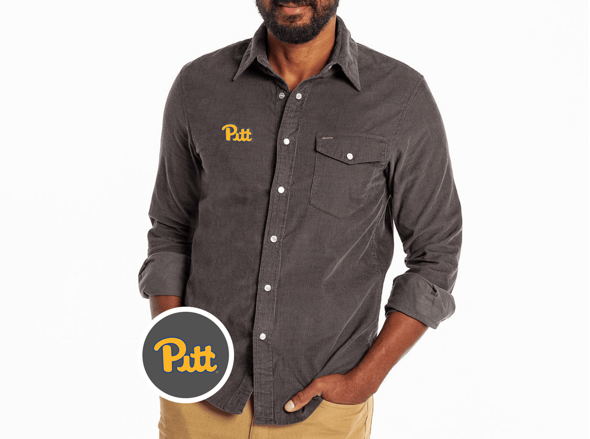 Criquet Pitt Corduroy Pearl Snap in Pitt, Charcoal, view 2