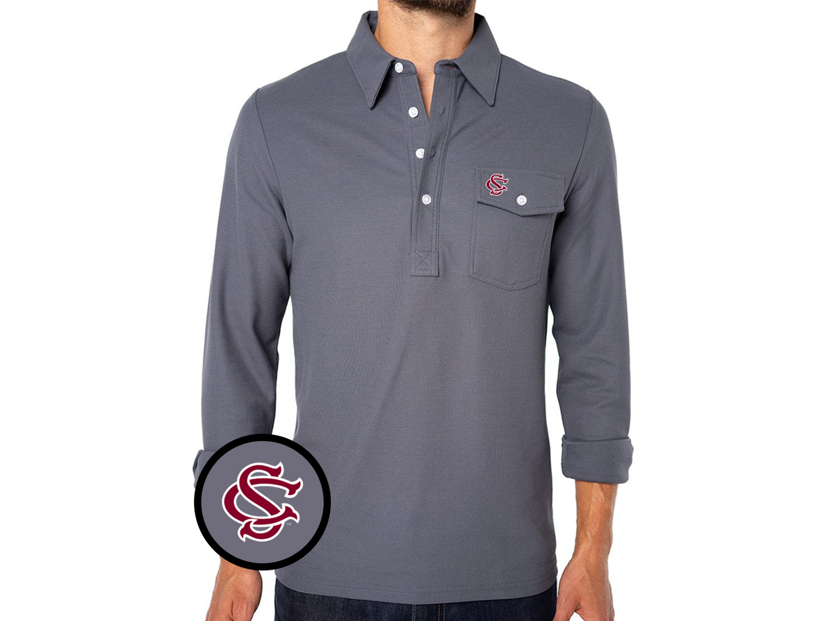 South Carolina - Coach's Long Sleeve Players Shirt - SC Interlock - Blue Steel