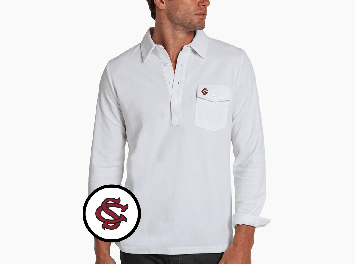Criquet South Carolina Long Sleeve Players Shirt in SC Interlock, White, view 2