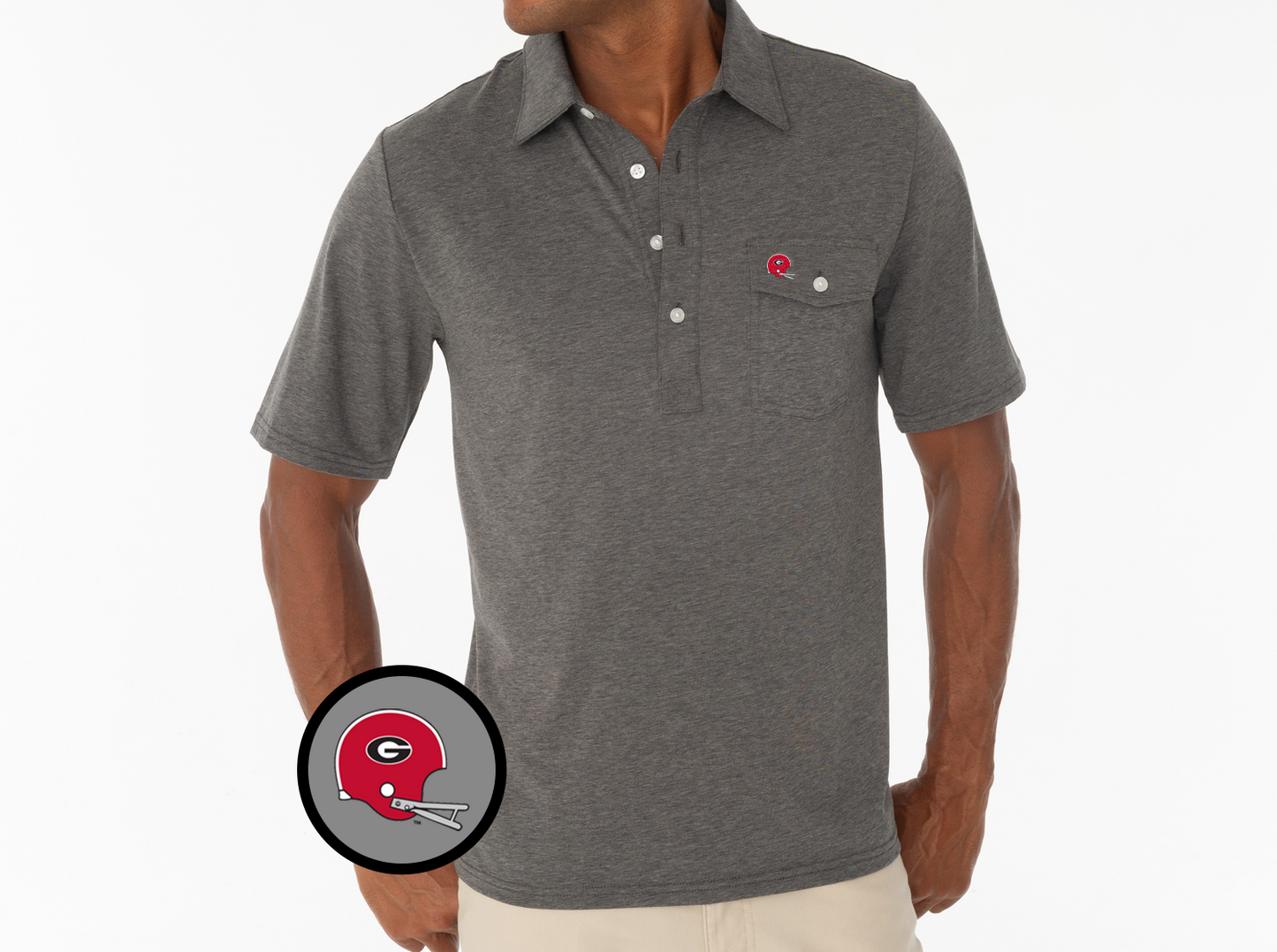 Criquet Georgia in Coach's Players Shirt, Helmet, Heather Gray, view 2