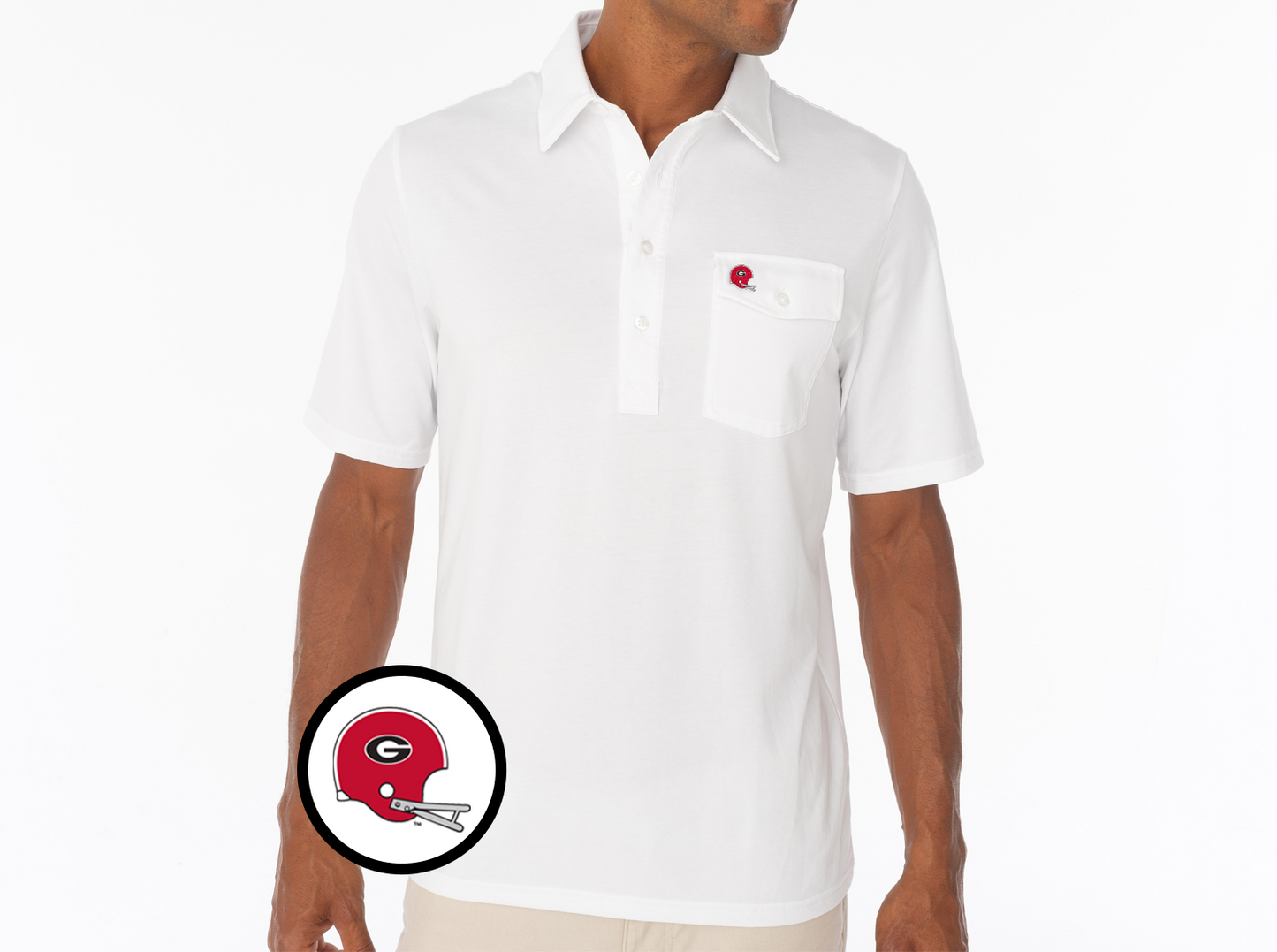 Criquet Georgia in Coach's Players Shirt, Helmet, White, view 2