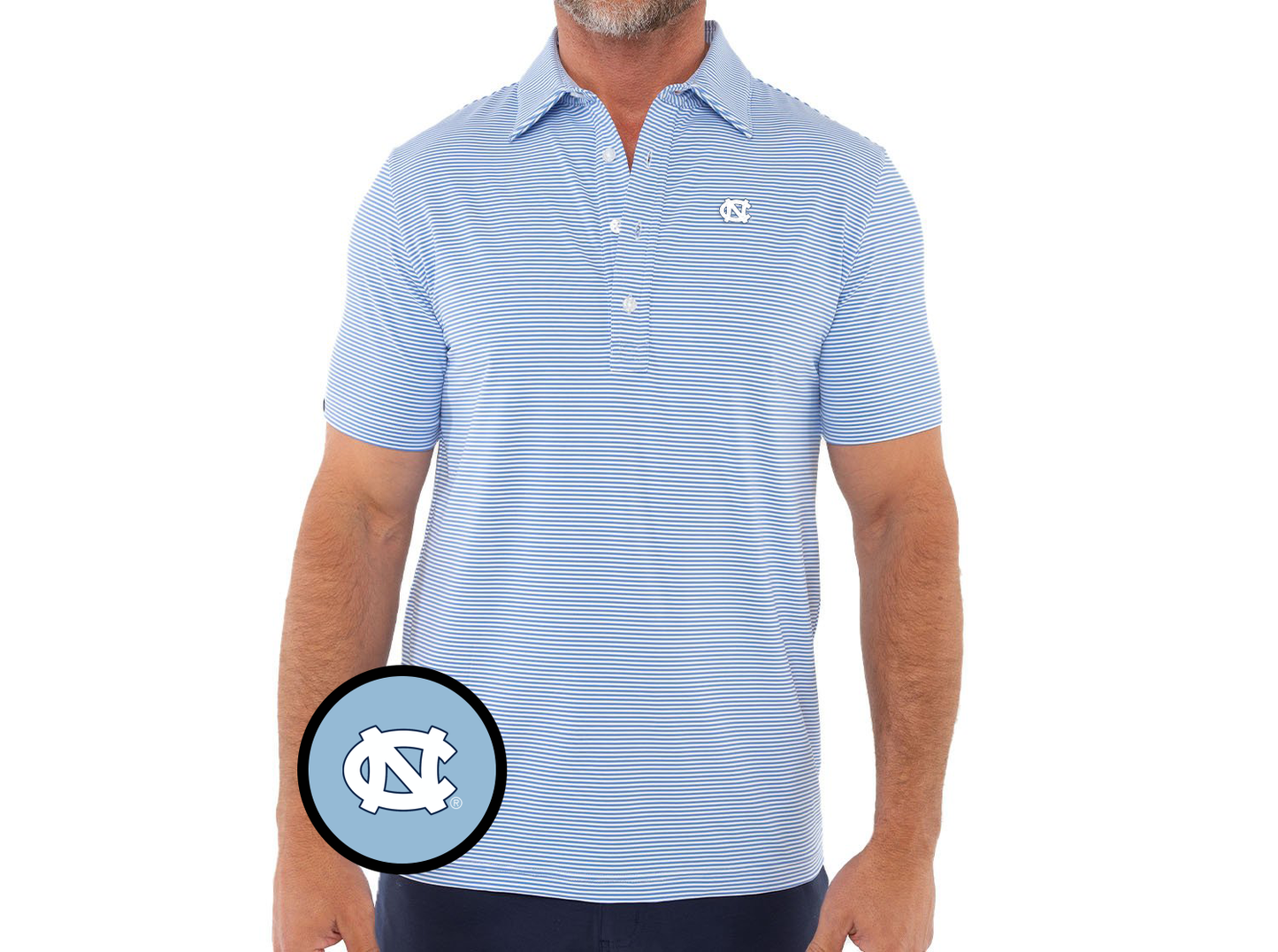 Criquet North Carolina in Sport Range Polo, UNC, Hobby Stripe Blue/White, view 1