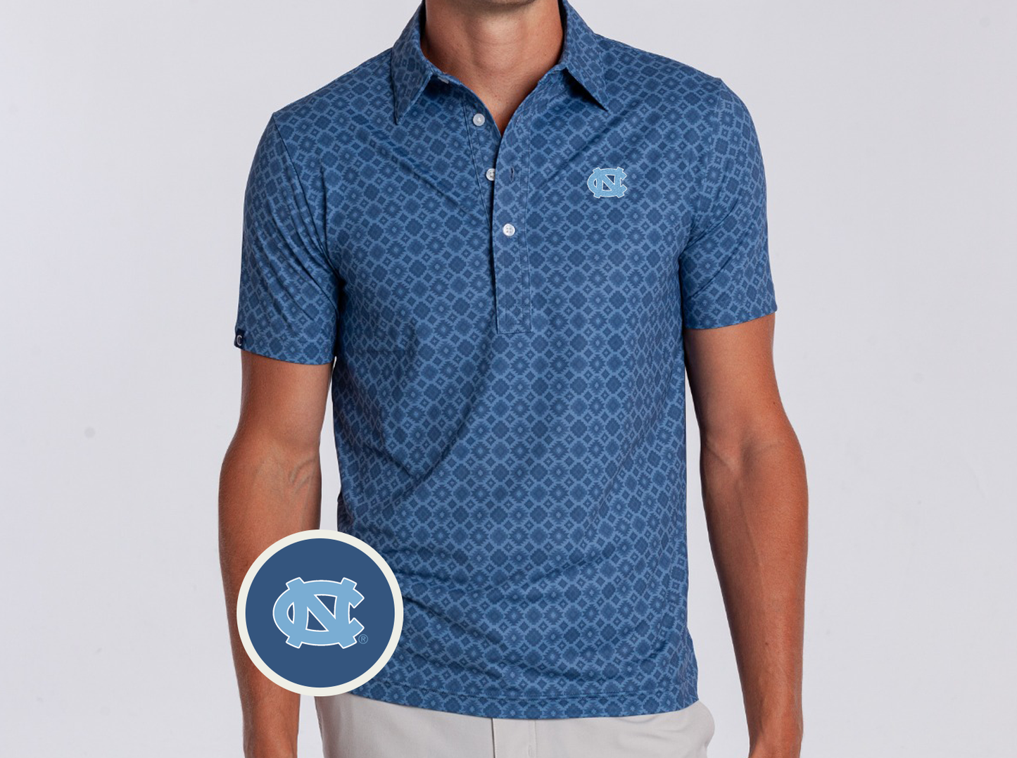 North Carolina - Sport Range Polo - NC Interlock - Durango Print Blue