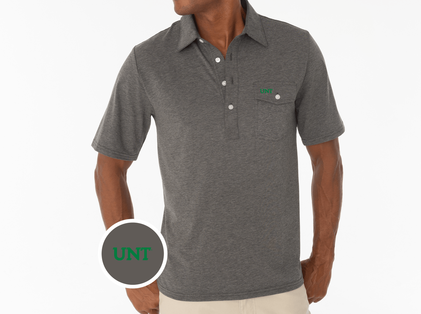 Criquet North Texas Coaches Players Shirt in UNT, Heather Grey, view 2