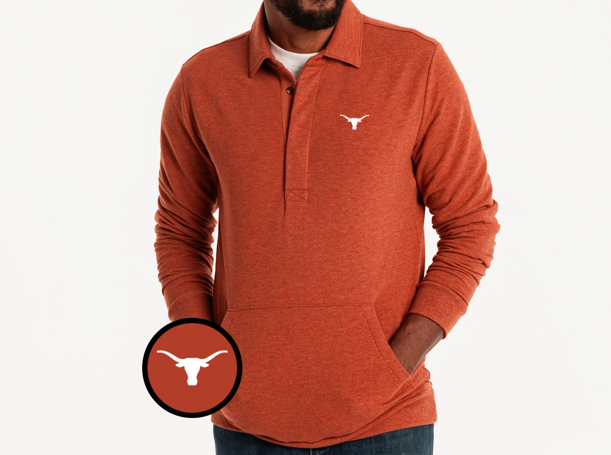 Criquet Texas Collared Sweatshirt in Longhorn, Burnt Orange, view 1
