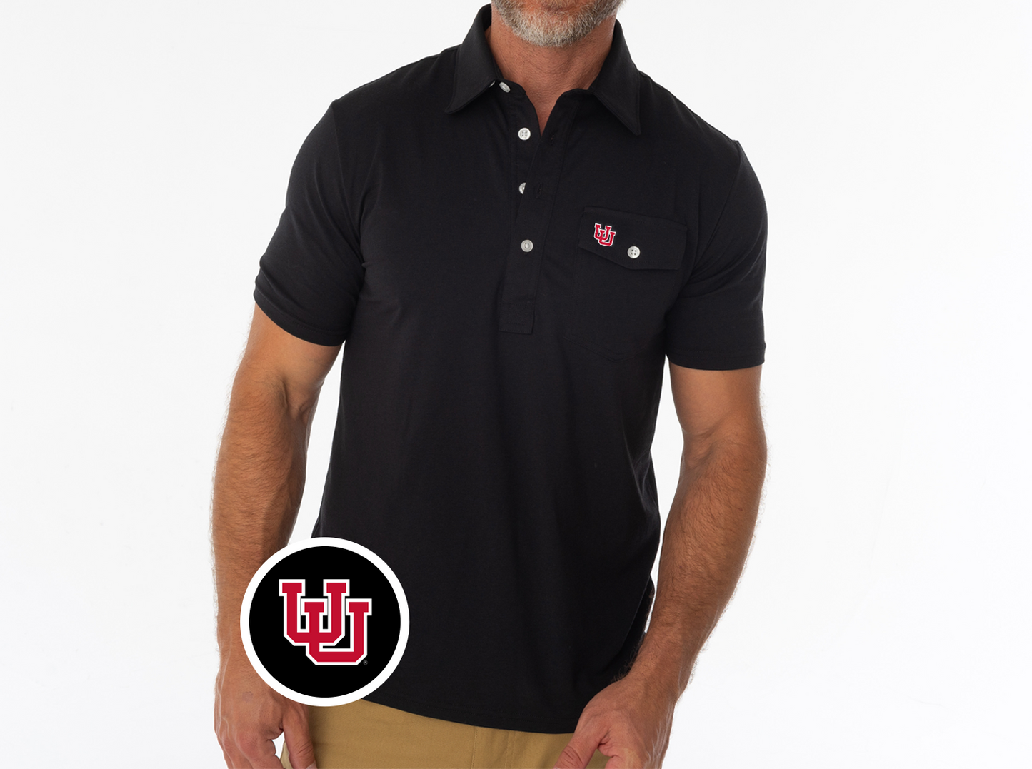 Criquet Utah in Coaches Players Shirt, U Interlock, Black, view 2