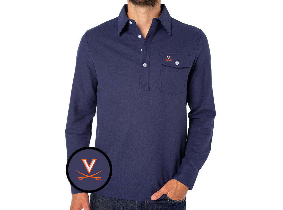 Virginia - Coach's Long Sleeve Players Shirt - V w/ Sword - Peacoat