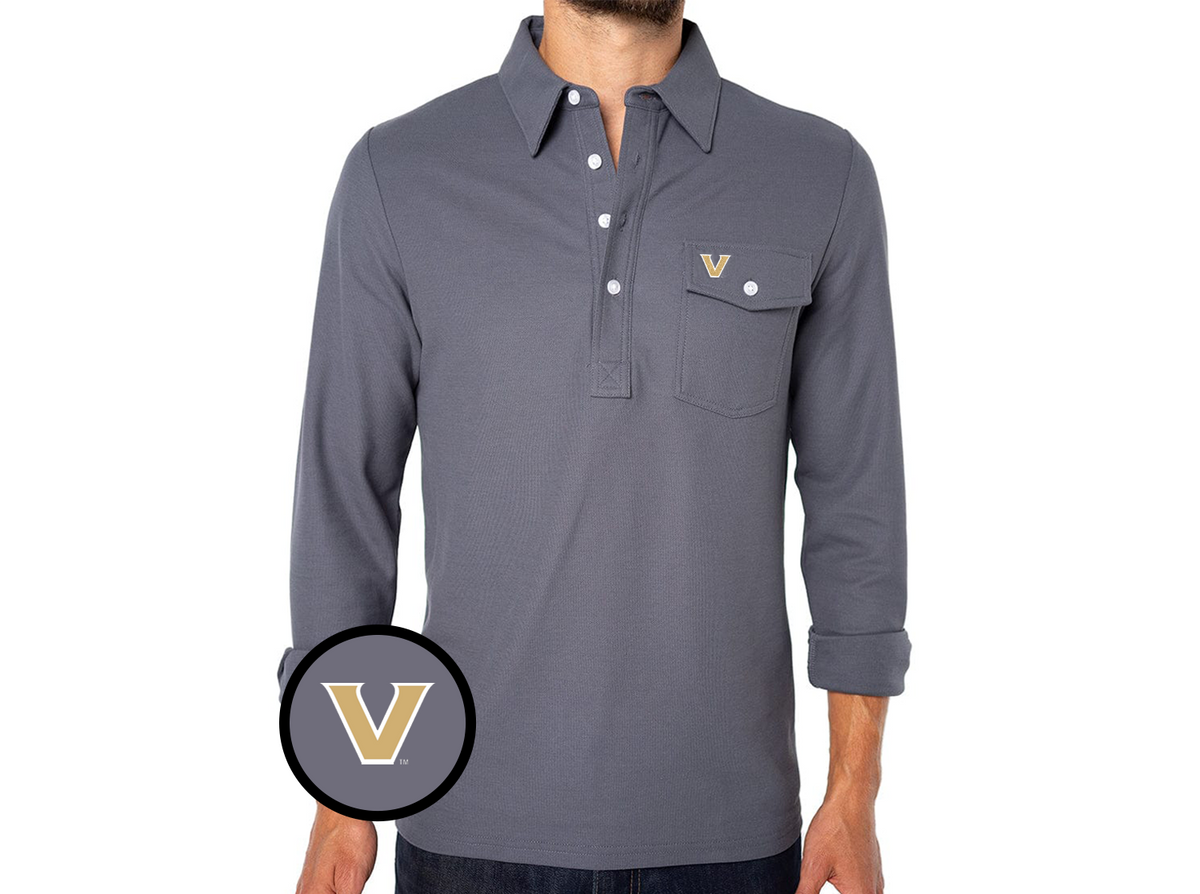 Vanderbilt - Coach's Long Sleeve Players Shirt - V - Blue Steel