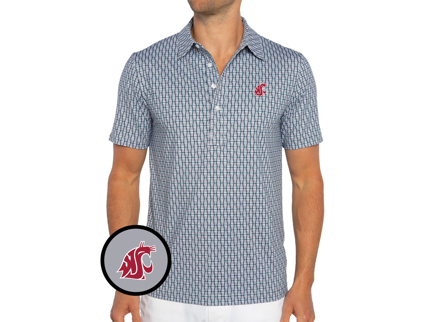 Washington State - Coach's Range Polo - Cougar - Solo Print Grey