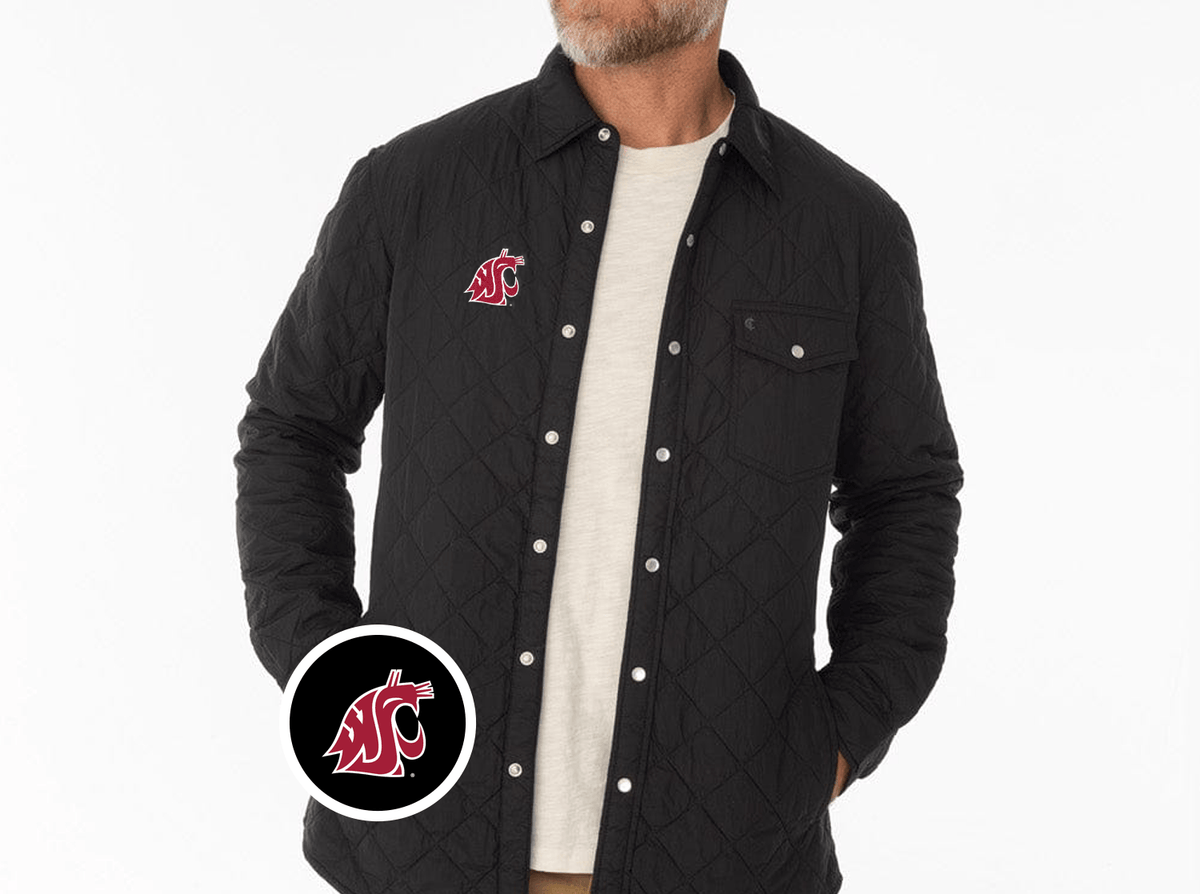 Criquet Washinton State in Quilted Shacket, Cougar, Black, view 2