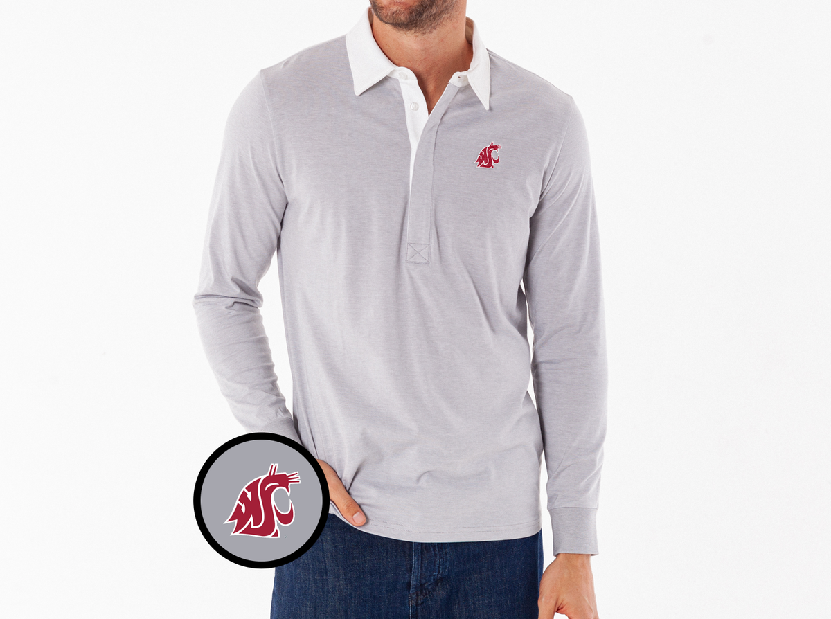 Washington State - Coach's Rugby Shirt - Cougar - Grey Microstripe