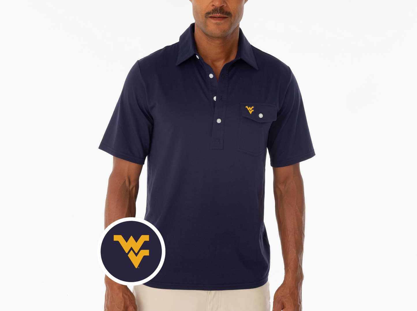 Criquet West Virginia in Coaches Players Shirt, WV, Navy, view 1