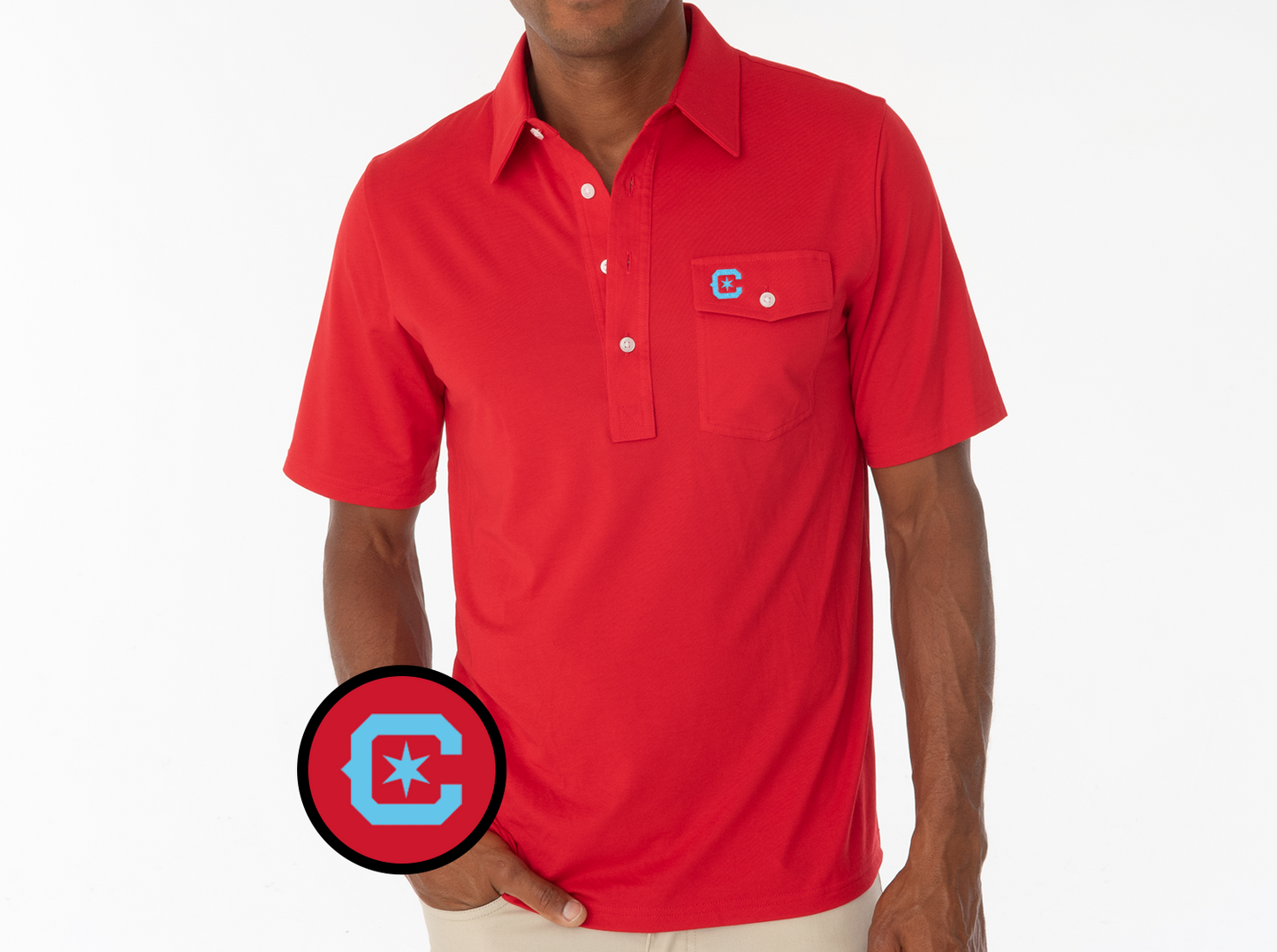 Criquet Chicago Fire in Coaches Players Shirt, C, Red, view 1