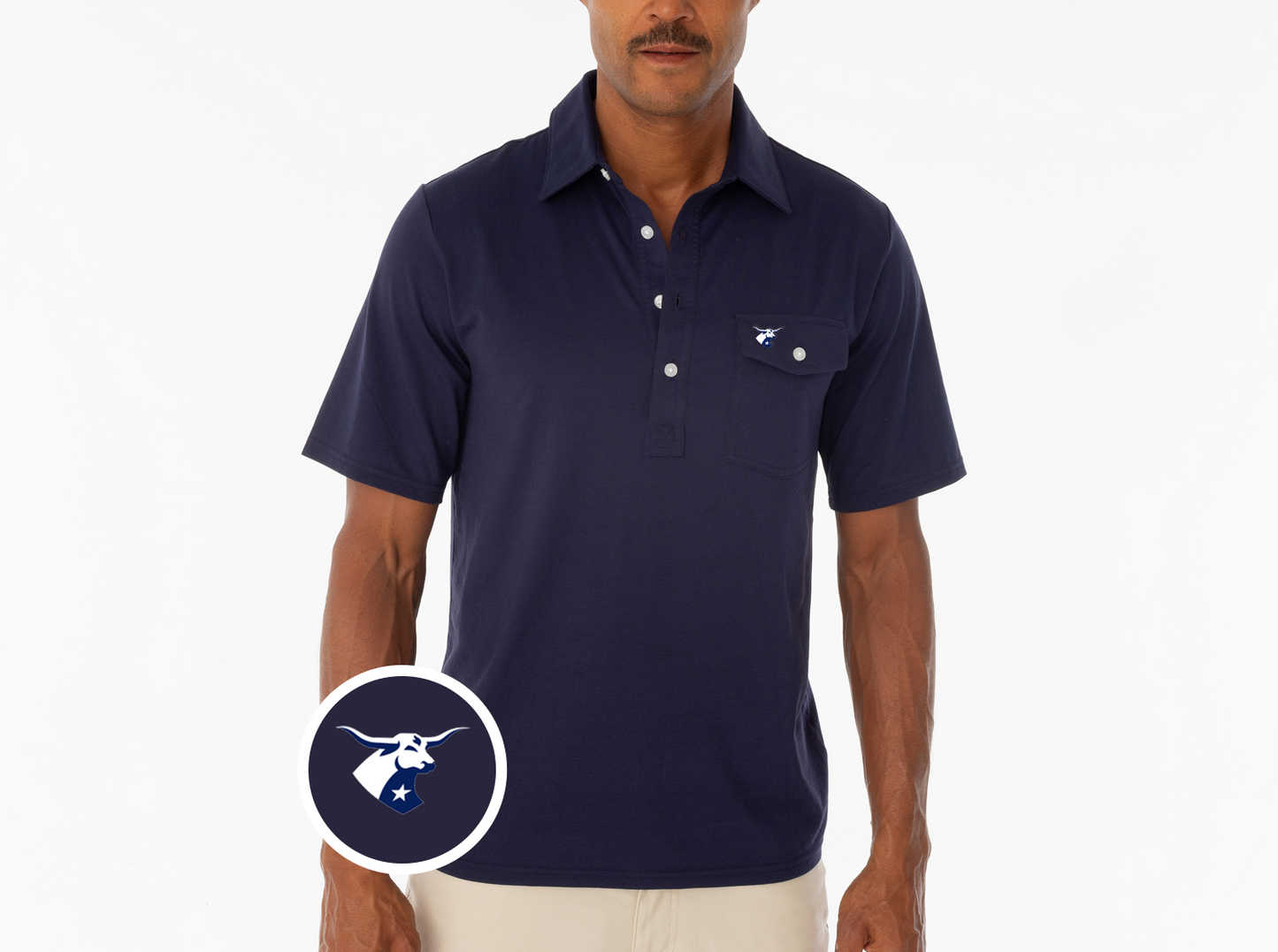 Criquet FC Dallas in Coaches Players Shirt, Bull, Navy, view 1