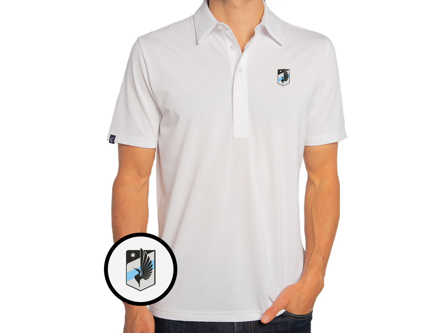 Criquet Minnesota United in Range Polo, Simple Crest, White, view 1