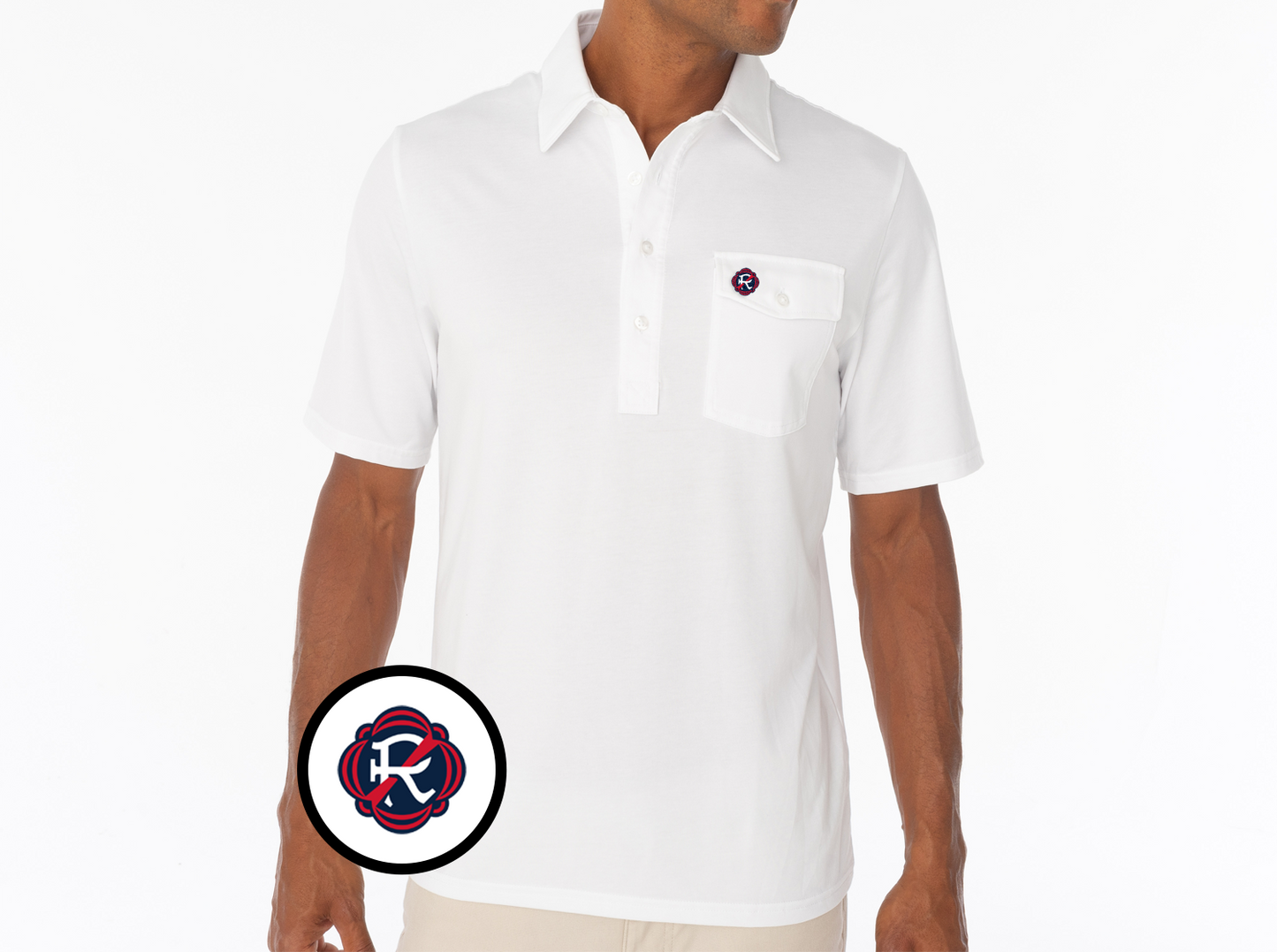 Criquet New England Revolution in Coaches Players Shirt, Simple Badge, White, view 1