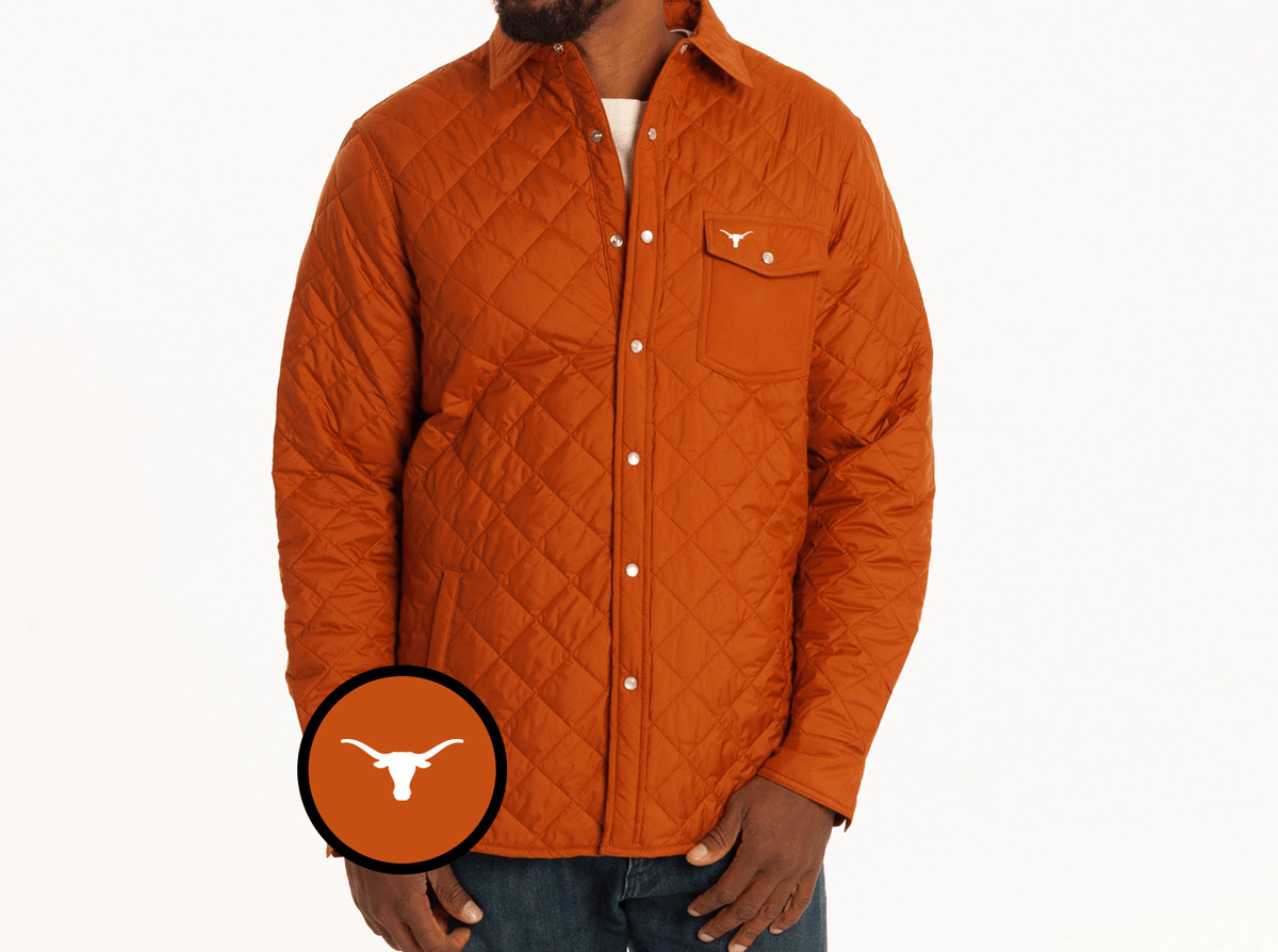 Criquet Texas Quilted Shacket in Longhorn Pocket, Burnt Orange, view 1