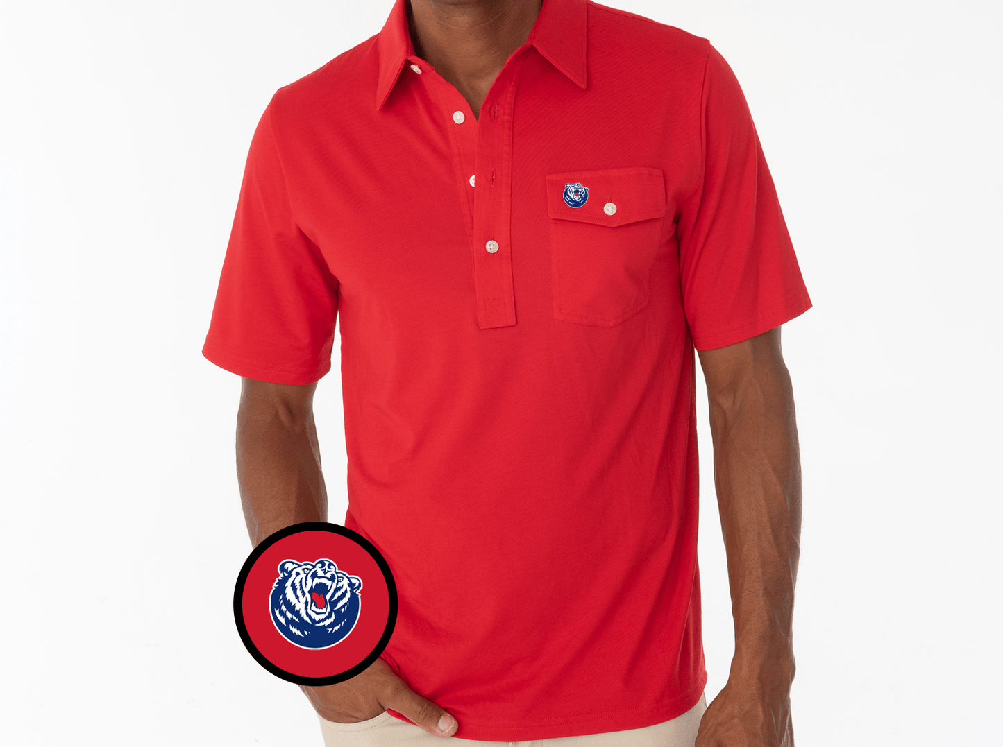 Criquet Belmont Coaches Players Shirt in Bruin, Red, view 2