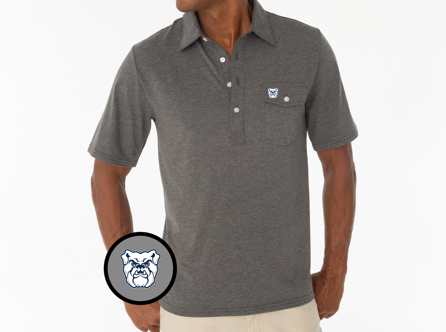 Criquet Butler Coaches Players Shirt in Bully, Heather Grey, view 2