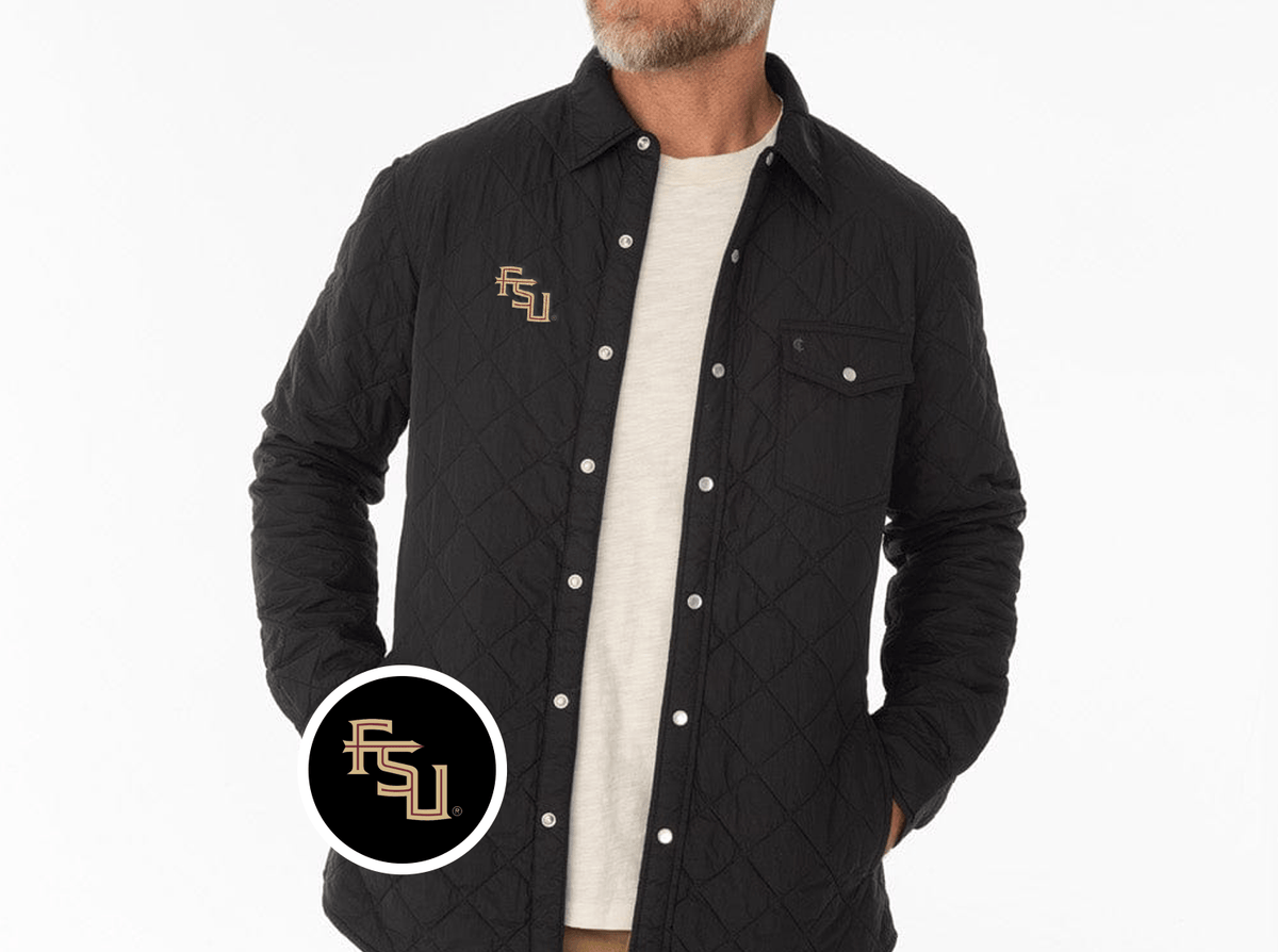 Criquet Florida State Quilted Shacket in FSU, Black, view 2