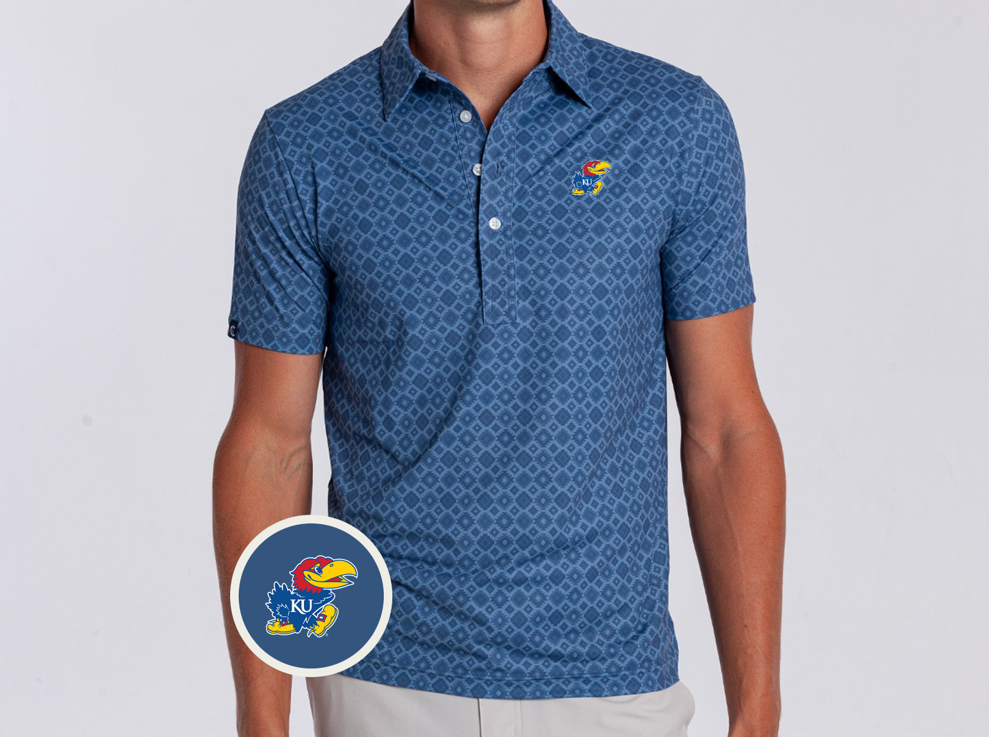 Kansas - Sport Range Polo - Jayhawk - Durango Print Blue