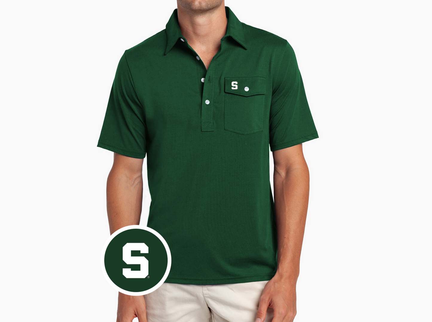 Criquet Michigan State in Coaches Players Shirt, S, Dark Green, view 2