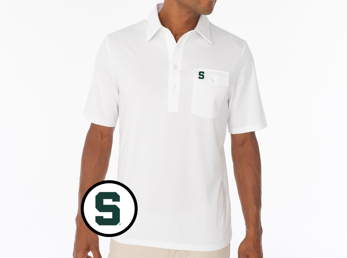 Criquet Michigan State in Coaches Players Shirt, S, White, view 2