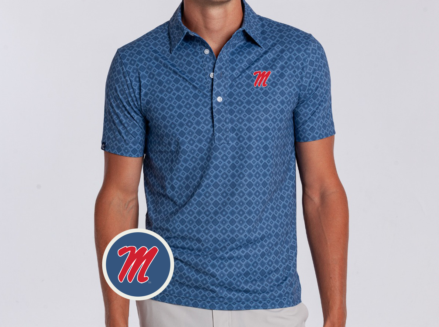 Ole Miss - Sport Range Polo - M - Durango Print Blue