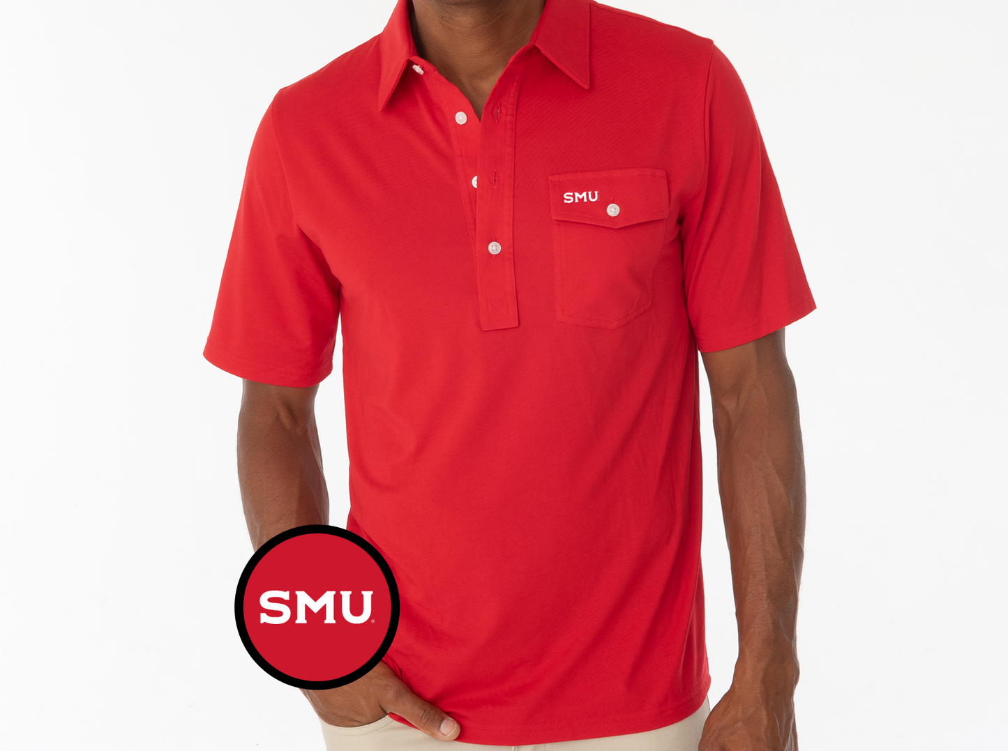 Criquet SMU in Coach's Performance Players Shirt, SMU, Red, view 2