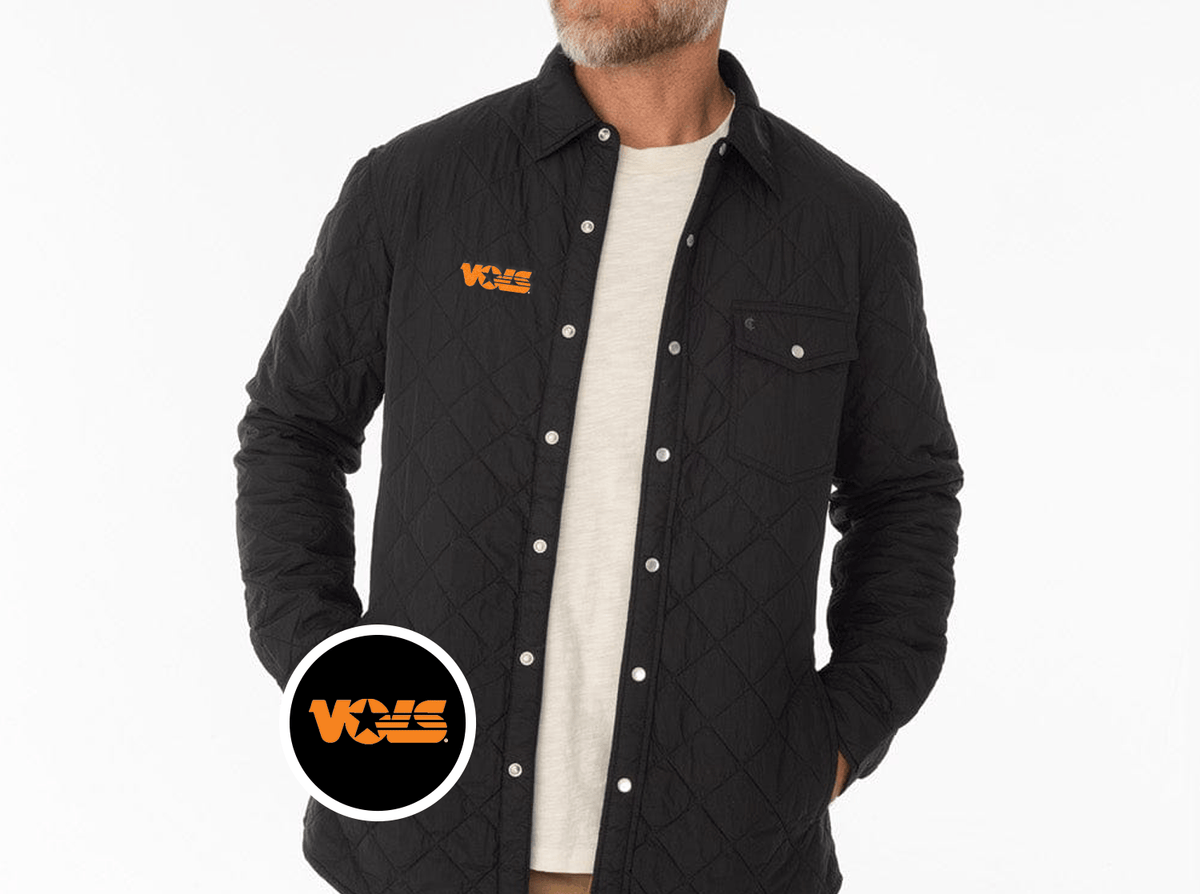 Criquet Tennessee Quilted Shacket in Vols, Black, view 2